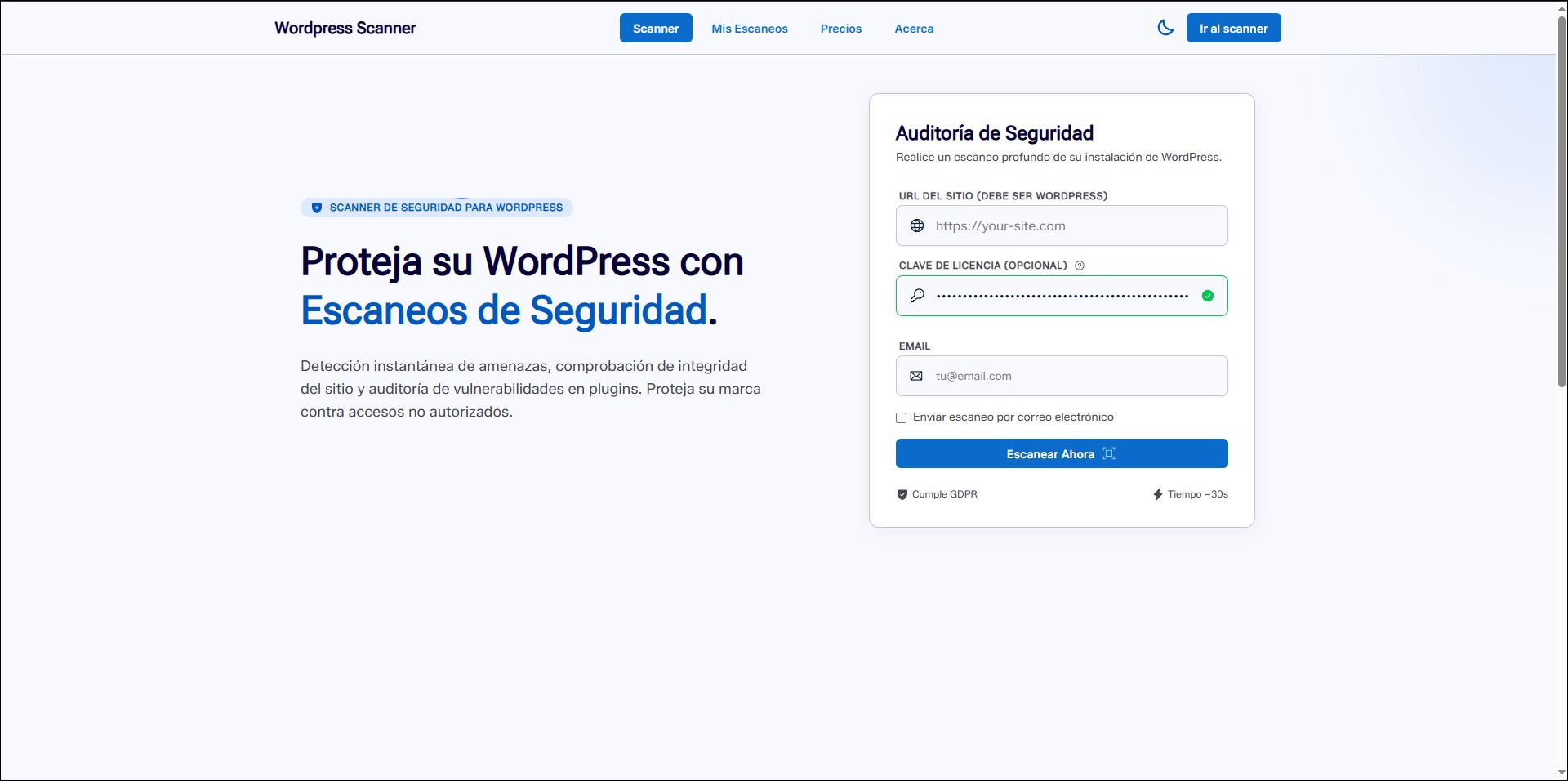Desarrollador Wordpress Scanner